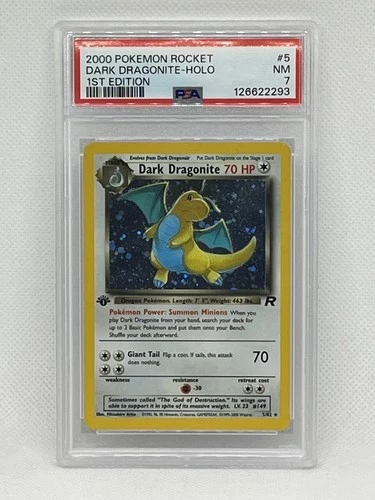 2000 Pokemon Team Rocket 1st Edition HOLO Dark Dragonite 5/82 PSA 7