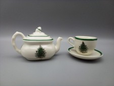 Spode Christmas Mini Teapot  Cup/Saucer Set Ornaments 2005