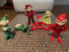 1950s Vintage Ceramic Pikies, Elf, Leprechaun, Made in Japan? Total of six.