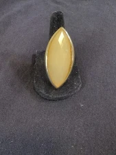 Vintage Gold Toned Statement Ring With Peach Colored Center - Size 8