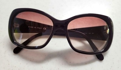 CHANEL CC Logo Camellia Flower Sunglasses Reddish Brown Vintage Style Used