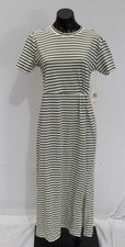 Vince Camuto Women's Cotton Striped Ruched Midi Dress LB3 Navy/Cream Small