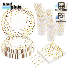 80 Stück Party Geschirr Set für Geburtstag, Wiederverwendbar, Weiß