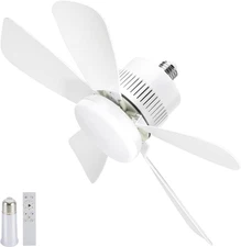 Socket Light Fan with Remote – Screw-In Ceiling Fan & Light Combo, 200% Airflow,