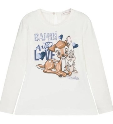 Monnalisa Disney Bambi Thumper Rhinestone Long Sleeve Shirt Girls 2Y