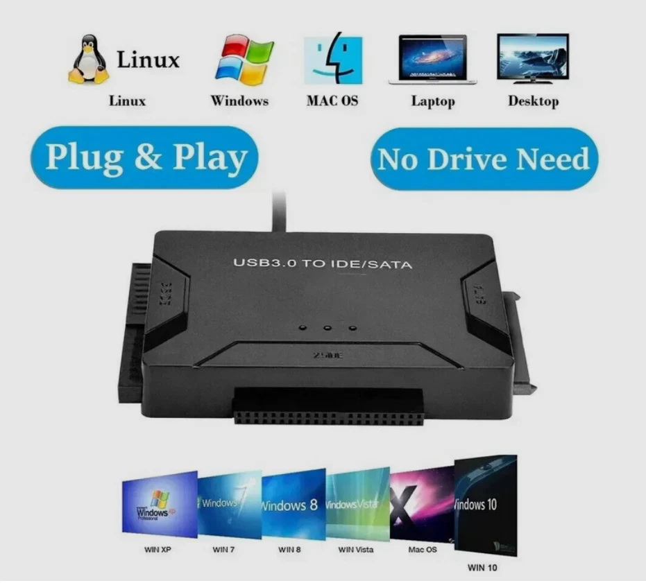 IDE SATA to USB 3.0 Adapter 2.5/3.5 Zoll HDD/SSD Festplatten CD DVD ROM - Bild 3 von 4