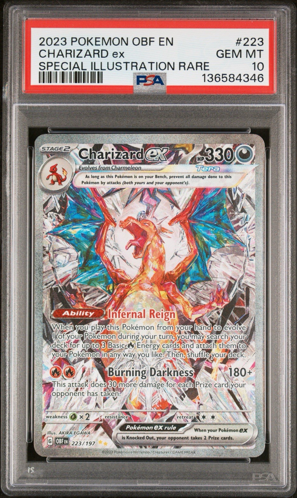 2023 Pokemon SV Obsidian Flames OBF EN Charizard ex #223/197 PSA 10