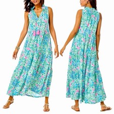 LILLY PULITZER Malone Maxi Dress Good Hare Day Soleil Pink Resort Palm Beach