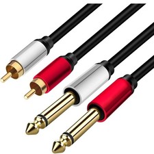 2 x 6.35 mm to 2RCA Cable,Dual 1/4 inch TS Stereo Jack Male to 2 RCA Male