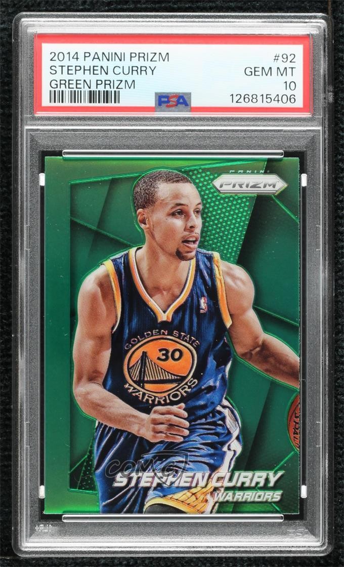 2014-15 Panini Prizm Green Prizm Stephen Curry #92 PSA 10 GEM MT 5w5