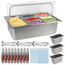 Pizza Topping Station Stainless Steel Spice Organizer Salad Bar Buffet Statio...