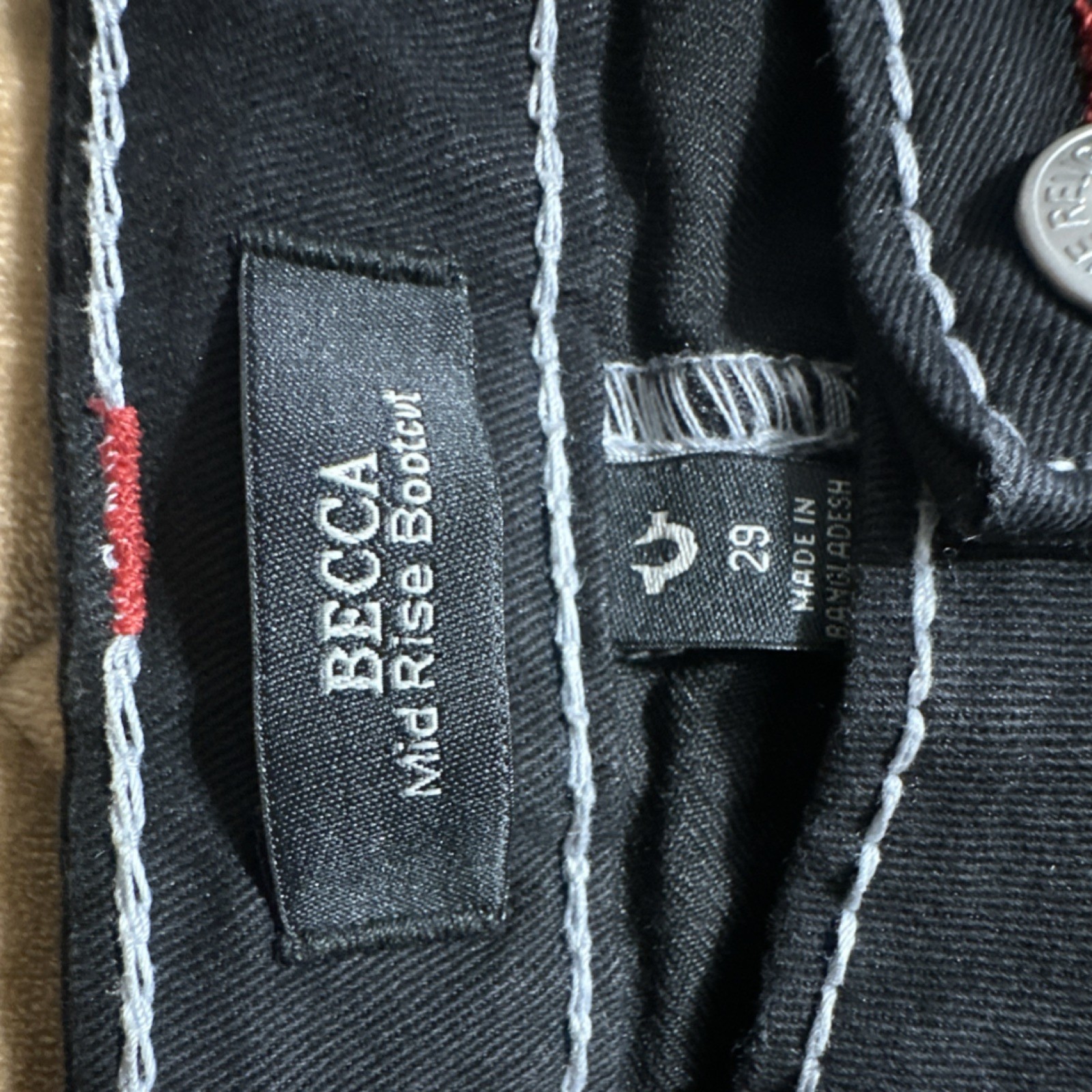 True Religion Mid Rise Bootcut Jeans Black Denim Contrast Stitch Women 29W x 32L thumbnail 9