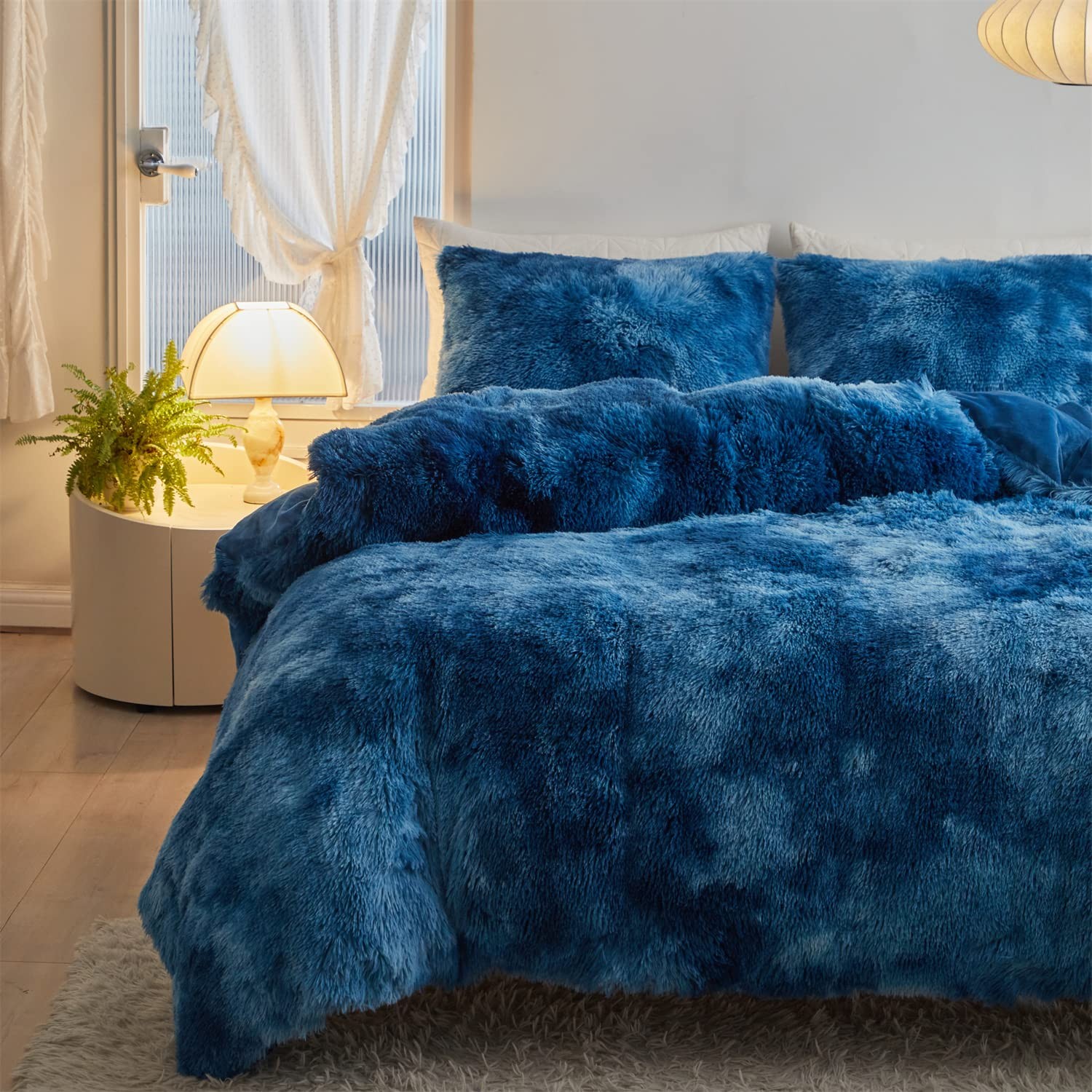 Jameswish Duvet Cover Set Blue White Ombre King | eBay