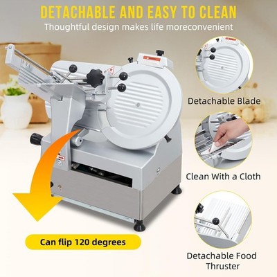 Commercial Meat Slicer 12'' Fully Automatic 180W+300W Stainless Steel Adjustable