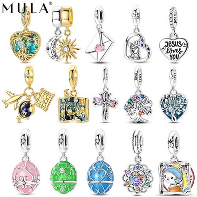 MULA 925 Sterling Silver DIY Charm Tree Life Love CZ fit Women Bracelet Jewelry