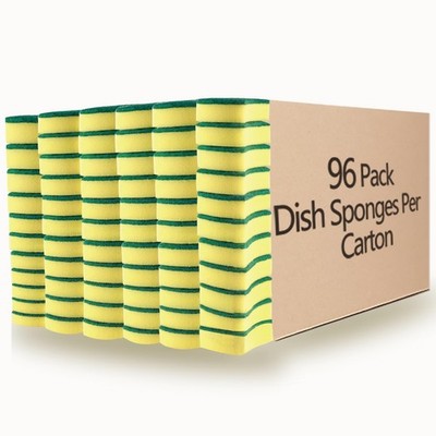 Eco-Friendly Non-Scratch Kitchen Cleaning Sponges - 96 Pack Scrubbers for Dishes