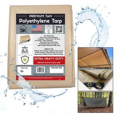 Extreme Heavy Duty Poly Tarp 16mil Canopy Cover TRUE FINISHED SIZE Waterproof UV