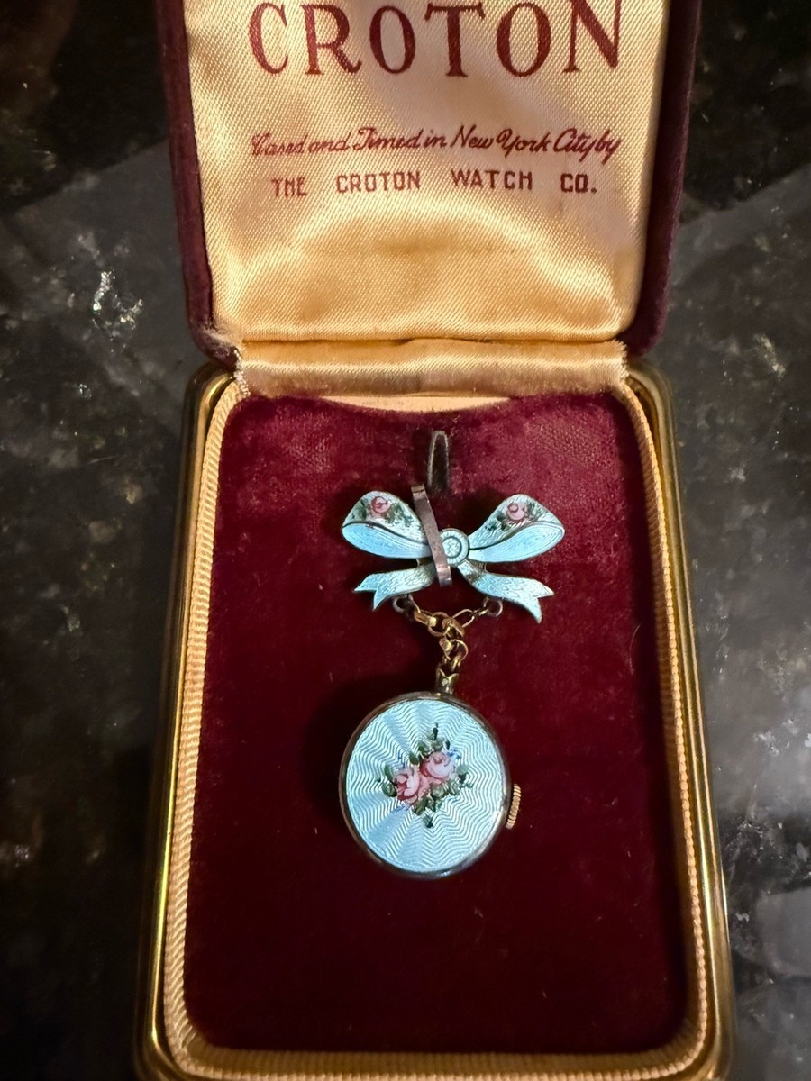 COROTON　14枚 Rare Croton New York Pin Watch Sterling Silver Enamel In Box | eBay