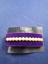 Vtg NOC 90's Y2K Velvet Faux Peals Purple Curved 3.5" Hair Barrette 14-C