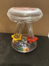 Johnson & Johnson Playpath ROLLING CIRCUS Clear Baby Rattle Clowns Stars Beads