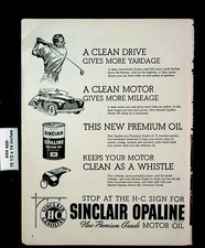 1946 Sinclair Opaline Motor Oil Premium Grade Golf Swing Vintage Print Ad 25893