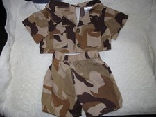 BABW Build A Bear Workshop Brown Camo Camouflage Military Army Fatigues Outfit