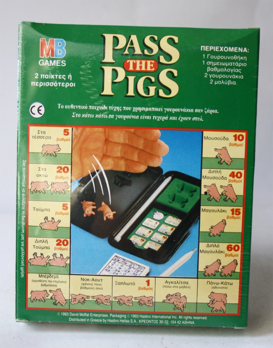 RARE VINTAGE 1993 PASS THE PIGS BOARD DICE GAME MB HASBRO GREEK