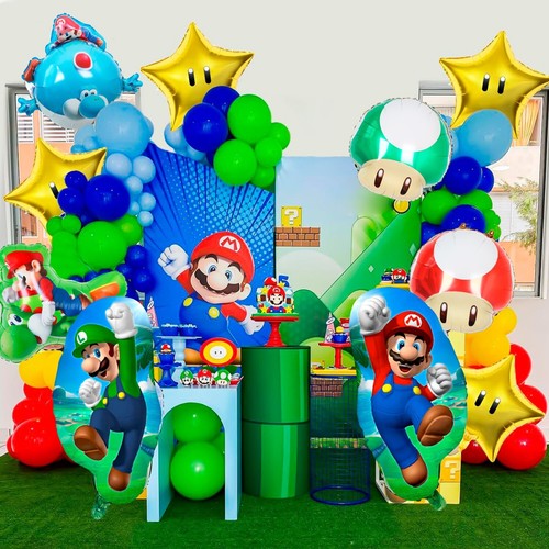 Super Mario Party Dekorationen Ballons Pilz Folie Ballon Stern Mario zubehör - Bild 3 von 10