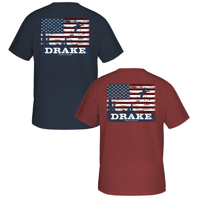 Drake Waterfowl Scenic American Flag Short Sleeve T-Shirt