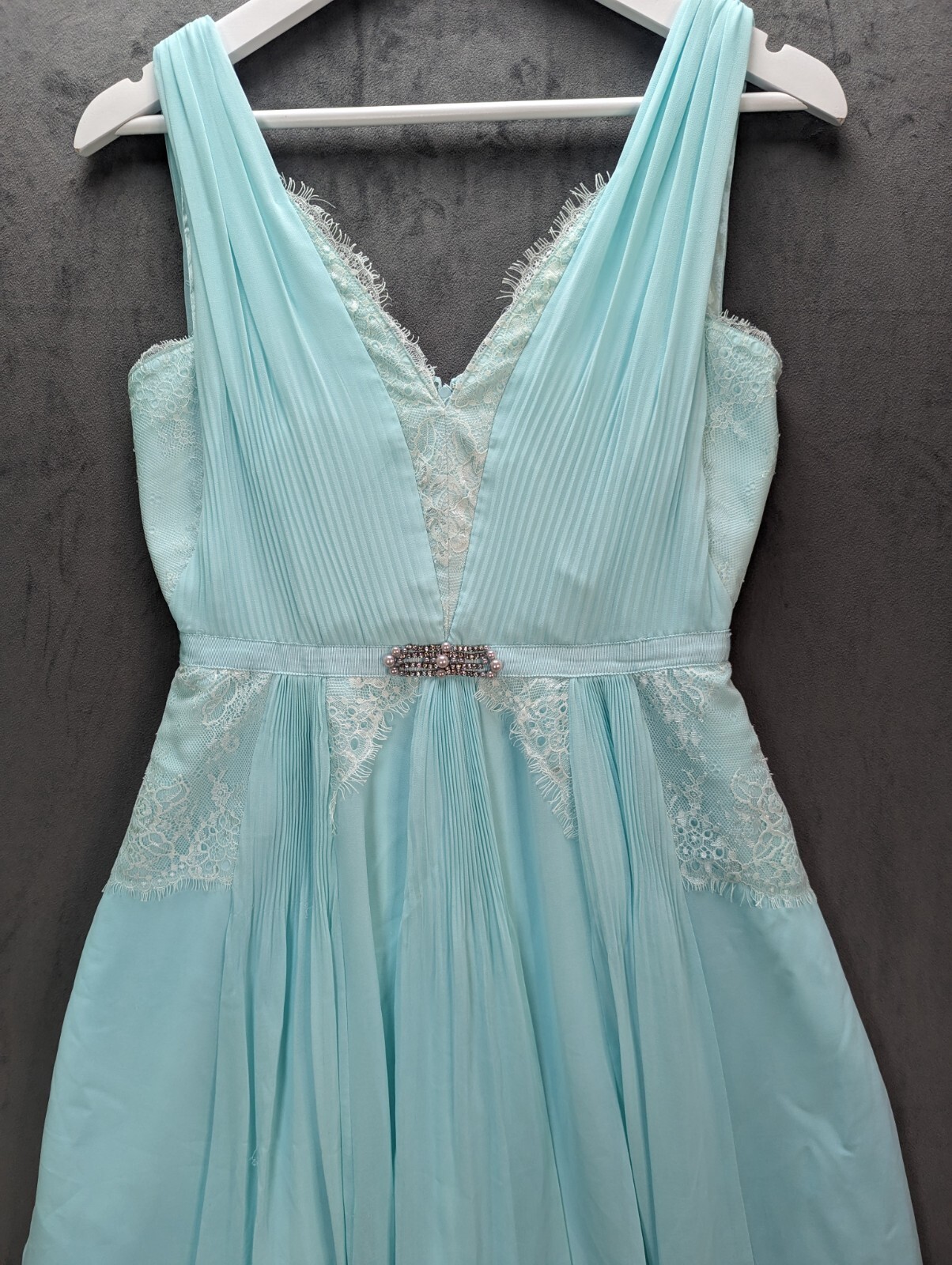 Monsoon Madison Mint Dress Uk Size 8 Party Cocktail Lace Pearl Party Prom Pretty image 5