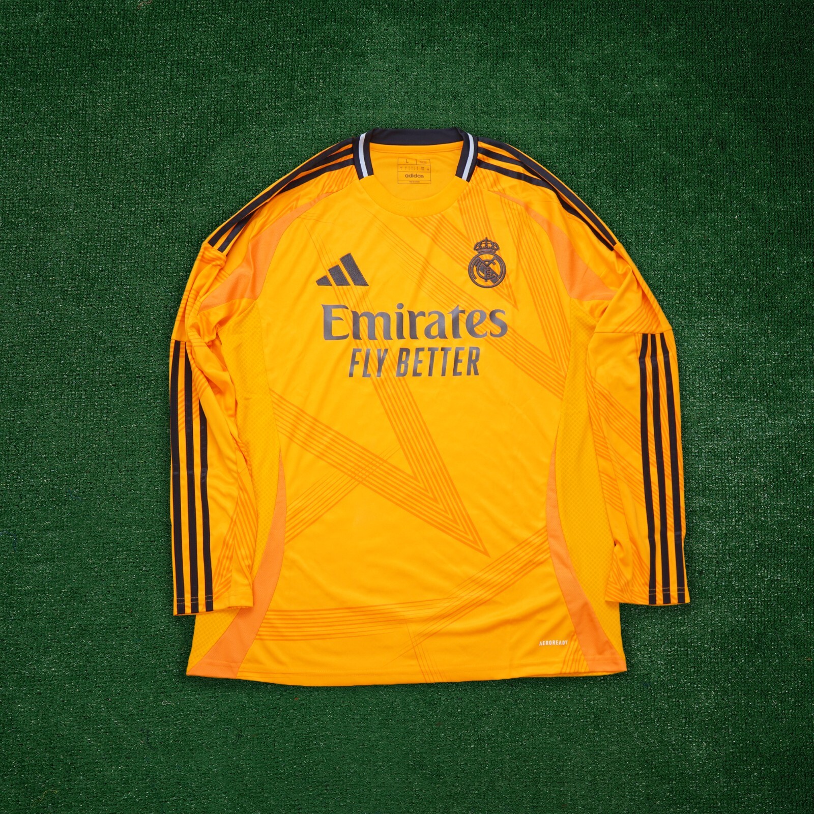 Официальная футболка Реал Мадрид Adidas 24/25 с длинным рукавом (темно-оранжевого цвета) Выездная футболка IT5189