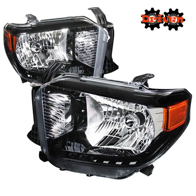 14-17 Toyota Tundra Headlights Black Housing Single Quad Cab Crew TRD