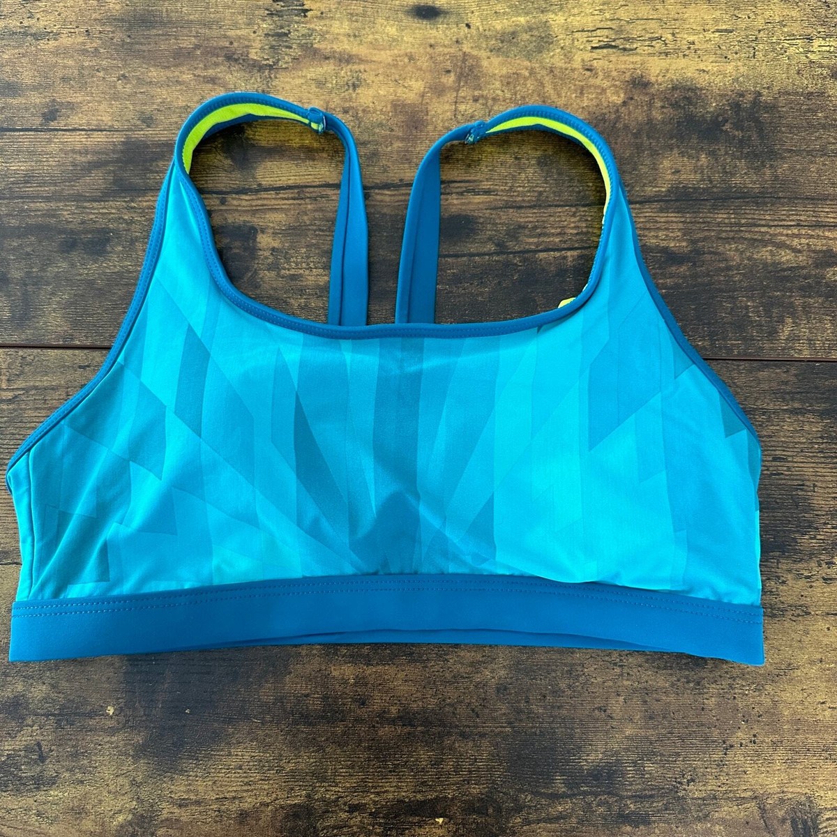 Title Nine sports bra size medium blue green adjustable straps
