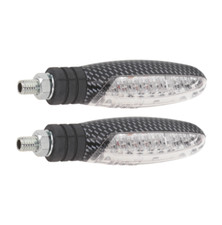 Coppia frecce moto LED omologate universali carbon-look gambo corto