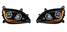 United Pacific Pair Black 10 LED Headlights For 2012-2021 Peterbilt 579