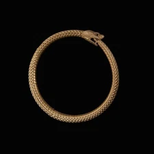 Brass Ouroboros Bracelet, Serpent Bangle, Christmas Gift for Snake Lover