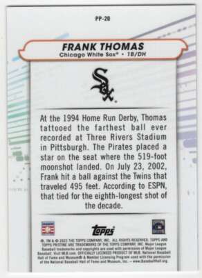 FRANK THOMAS 2022 Topps Pristine Pure Power Refractor #PP-20 White