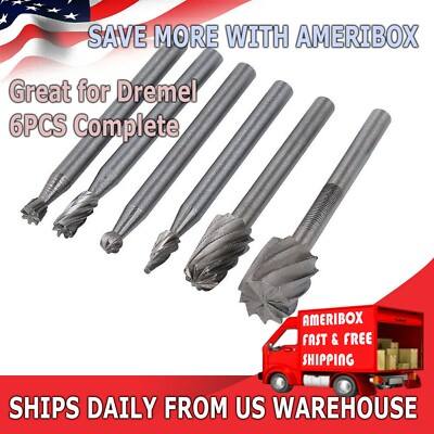 6Pcs Diamond Burr Bits Drill Set Rotary Multi Tool Accessories Kit For Dremel