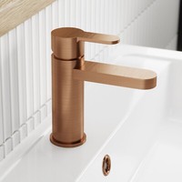 Nuie Arvan Brushed Bronze Mono Basin Mixer Tap Push Button Waste Modern Bathroom