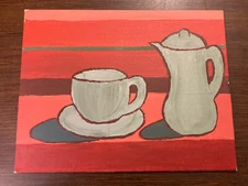 Pitcher and Mug Painting - Original One of a Kind Acrylic on Canvas Board