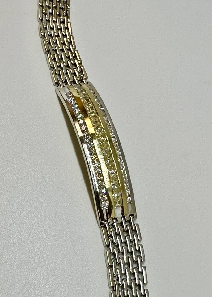 mans diamond bracelet 14k white - Image 4 of 4