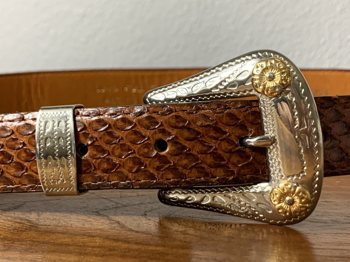 VTG Harness House Belt Full Grain Saddle Leather Snakeskin  display picture 1