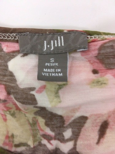 J.Jill Womens Button Down Top Size Small Floral Lightweight 3/4 Sleeve Cropped - Picture 5 of 8