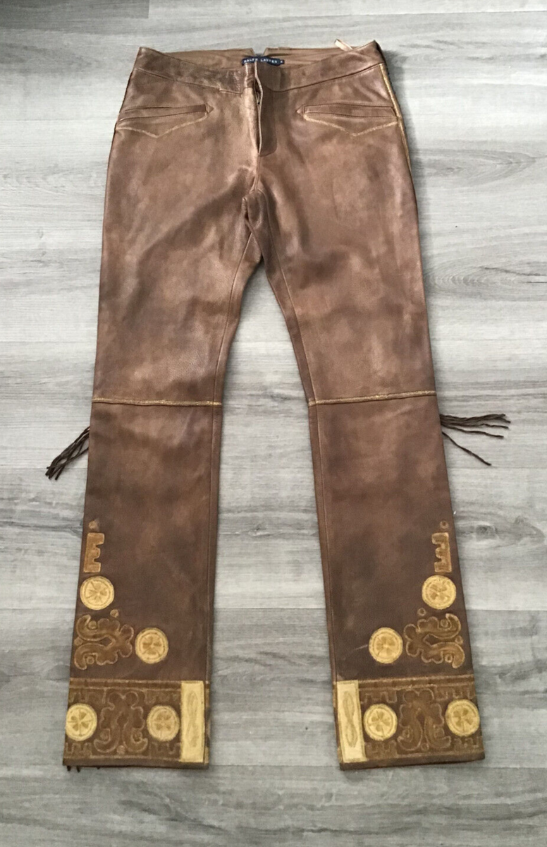 Ralph Lauren Deerskin Leather Western Jeans - Size US 6 / UK Ralph Lauren Deerskin Leather Western Jeans - Size US 6 / UK