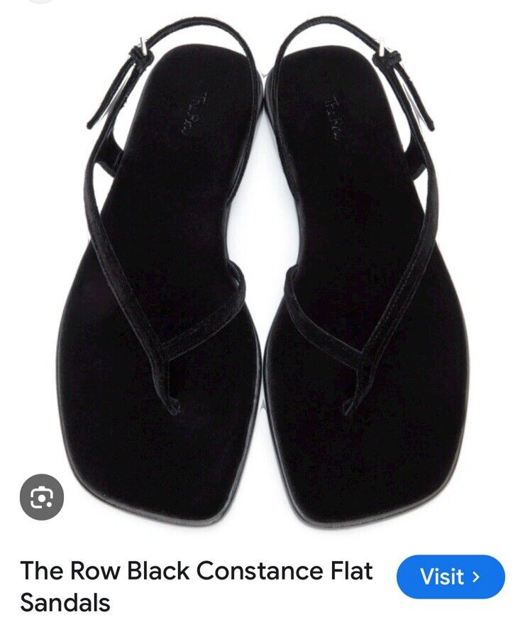 THE ROW Constance Black Velvet Slingback Flat Sandals 37.5 THE ROW Constance Black Velvet Slingback Flat Sandals 37.5