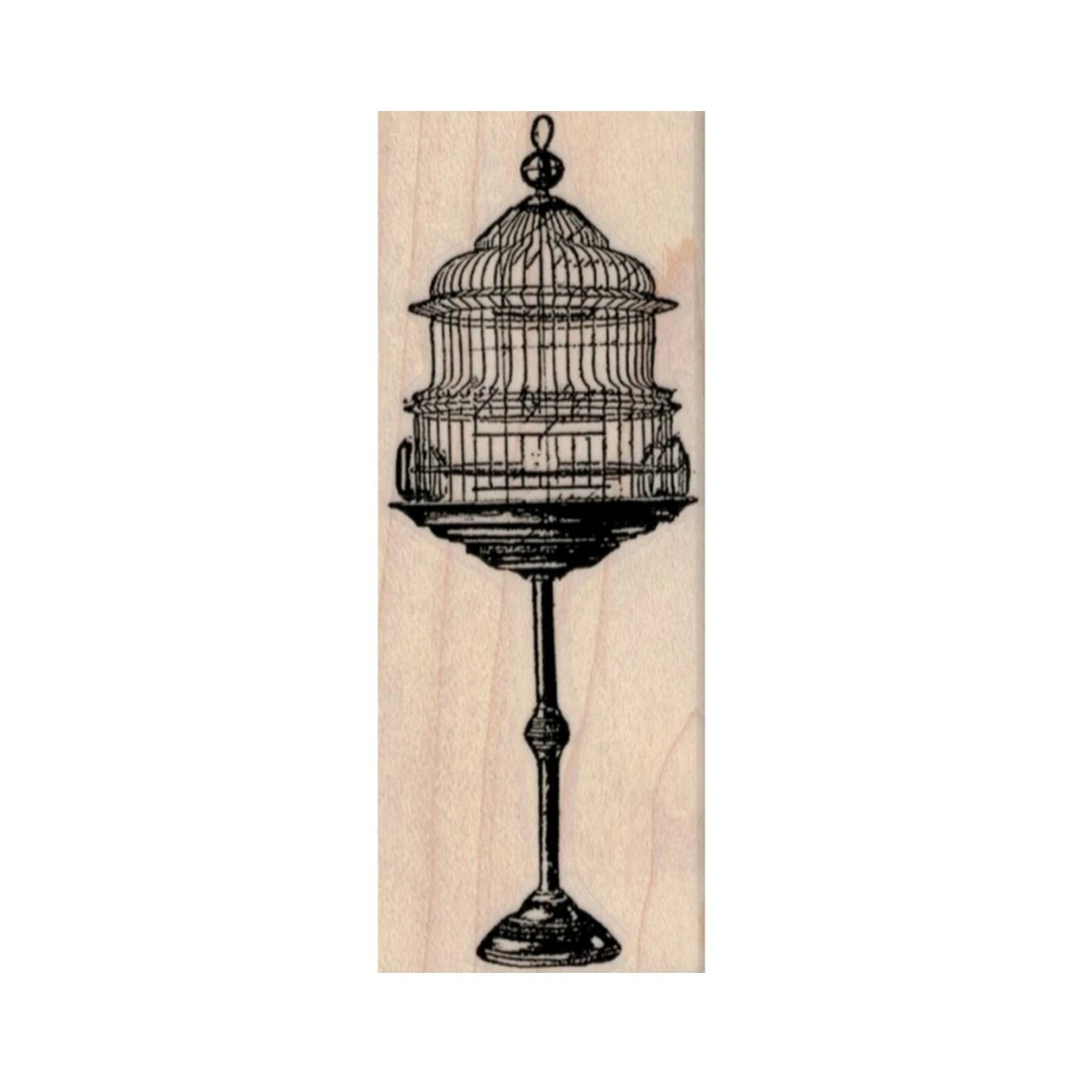 Mounted Rubber Stamp Standing Bird Cage Birdcage Stamp
