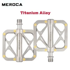 Meroca Titanium Mountain Bike Pedals with 3 Bearings - Light Flat Pedal 9/16"
