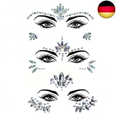 luoshaPUCY (3 Stücke) Edelsteine Temporäre Tattoos Glitzer Schmucksteine Strass