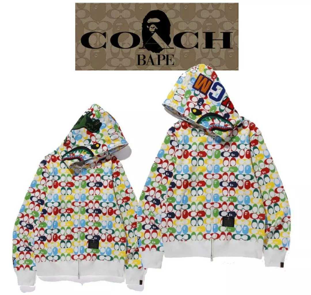 BAPE x Coach Shark Full Zip Hoodie Size L a bathing ape New with Tags