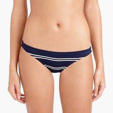 J. CREW NWT Sz M DOUBLE STRIPE BIKINI HIPSTER b6084 NAVY SWIM Bin-C